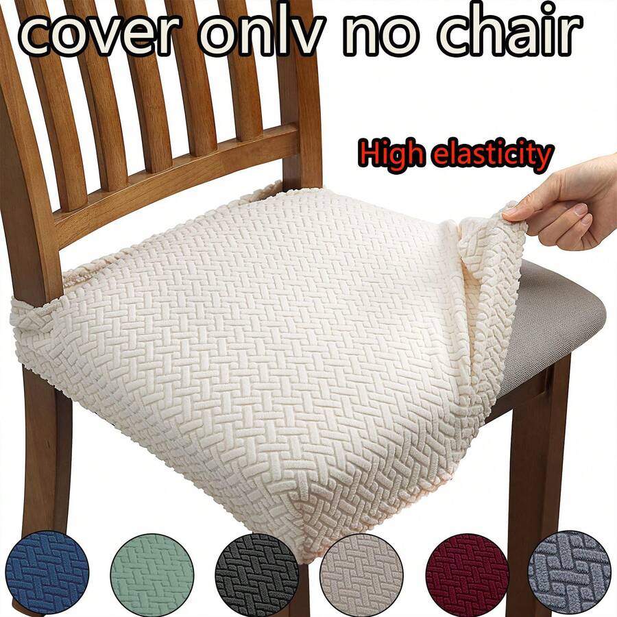 1pc Chair Cover, Solid Color Jacquard High Elastic Chair Seat Cover, Soft & Comfortable, Removable Anti-Slip Adjustable Dust-Proof, Suitable For Dining Chairs, Office And Home Decor, Dining Chair Cover, Chair Seat Cover, Kitchen Chair Cover - Multicolor - View 1