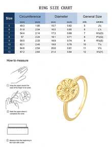 Charm-In 1 buc Inel de calitate pentru femei, model minimalist, din alamă placată cu aur de 18K, cu cruce și faze lunare, mai multe mărimi, cadou de Ziua Îndrăgostiților și de Ziua Mamei - Aur - Vizualizare 6