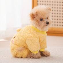 1 bộ quần áo cho thú cưng, áo liền quần cho chó/mèo với họa tiết gà con hoạt hình, bao gồm 1 bộ áo liền quần có lớp lót giữ nhiệt 4 chân và 1 mũ lông mềm mại cho thú cưng, trang phục dễ thương và ấm áp cho thú cưng nặng 2-6kg. - Màu vàng - Xem 7