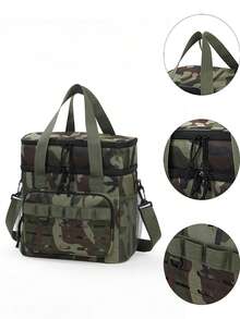 1PC This 17L Large-Capacity Insulated Lunch Bag Is A Portable Option With An Aluminum Foil Lining For Insulation And Waterproofing. It Can Be Carried By Hand Or Over The Shoulder, Making It Suitable For Lunch, Picnics, Work, Or School. This Men's And Women's Lunch Bag Is Ideal For Storing School Supplies And Accessories, Making It An Essential Back-To-School Bag. - Multicolor - View 1