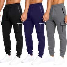 Men's 3-Pack Heavyweight Regular-Fit Fleece Sweatpants (Sizes- S-3XL) - Đen-Xanh nước biển-Than - Xem 1