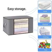 Clothes Storage Bags -Ziped Organizer Underbed Wardrobe Cube Closet Boxes - Grey - View 3