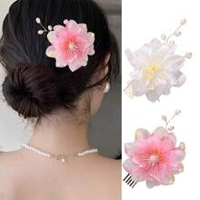 1pc Elegant Faux Flower & Pearl Bridal Hair Comb, Fashion Accessory For Wedding Dress, Bride Photoshoot - Multicolor - View 1