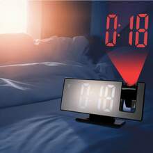 Projection Alarm Clock, Digital Clock With 180 ° Rotatable Projector, 3-Level Brightness Dimmer, Transparent LED Display Screen, USB Charging, Progressive Volume, Snooze, 12/24 Hours, Suitable For Bedrooms - 黑色 - 查看 7