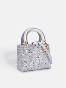 1 pieza Nuevo bolso de mano elegante de moda de PU para mujer, bolso de mano elegante con lentejuelas de moda, bolso de hombro cruzado de alta gama con correa ajustable, adecuado para uso diario, fiesta, viaje, regalo ideal - Multicolor - Ver 17