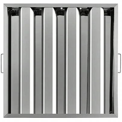 Paquete de 6 filtros de campana de 19,5 pulgadas de ancho x 19,5 pulgadas de alto, filtros de campana comerciales de acero inoxidable 430 de 4 ranuras, filtro de campana extractora para campanas extractoras de cocina comerciales con clasificación de grasa
