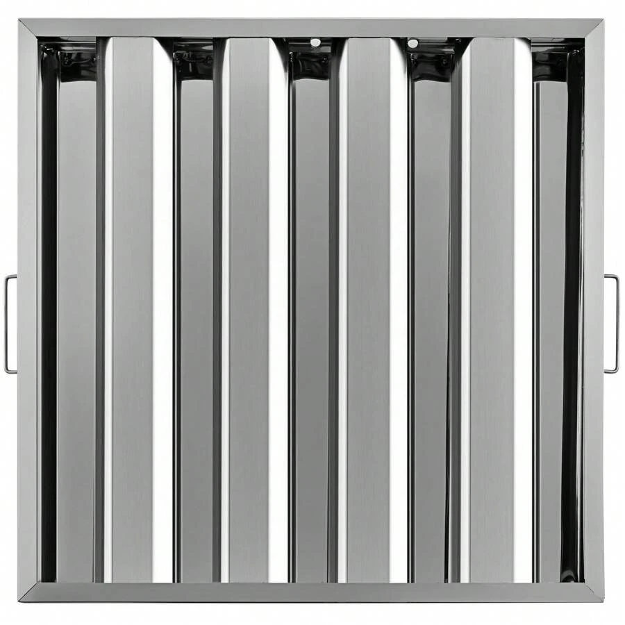 Paquete de 6 filtros de campana de 19,5 pulgadas de ancho x 19,5 pulgadas de alto, filtros de campana comerciales de acero inoxidable 430 de 4 ranuras, filtro de campana extractora para campanas extractoras de cocina comerciales con clasificación de grasa - Plateado - Ver 1