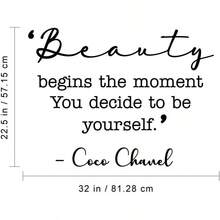ZYDS Vinyl Wall Art Decal Sticker Beauty Begins The Moment You Decide To Be Yourself - Inspirational Coco  Quote Vinyl Decal For Home Bedroom Living Room And Office Decor 22.5" X 32" Black - 黑色 - 查看 2