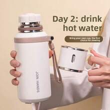 LDQ Stainless Steel Insulated Water Bottle, Vacuum Flask With 2-In-1 Lid/Drinking Cup And Strap Handle, Washable, Suitable For Hot And Cold Beverages - Great For Camping, Dining And Office Use, Valentine's Day Gift - Multicolor - View 12