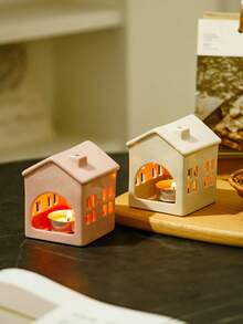 1个房屋造型烛台 - 创意设计，营造温馨氛围，装饰摆件，陶瓷工艺品 | 适用于桌面装饰、餐厅、客厅、节日礼品 - 彩色 - 查看 3