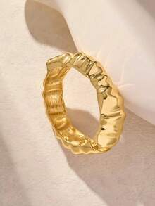 3pcs/1set Minimalist Fashion Gold Geometric Wave Asymmetrical Teardrop Bangle Bracelet Set, Suitable For Women, Thick Smooth Texture Heavy Metal And Zinc Alloy Material