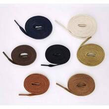 2 Pairs Waxed Flat Shoe Laces, 1/4u201D Wide Flat Cotton Shoelaces Sneakers Or Boots Medium Width - 40" ( 100 cM ) + 07 Blue - View 3