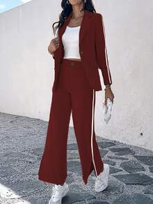 Bộ vest nữ phối màu thời trang & thanh lịch - Đỏ - Xem 5