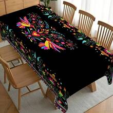1pc Mexican Folkloric Hummingbird & Floral Tablecloth, Exotic Art Style Dining Table Decor Cloth, Rectangular Polyester Tablecloth, Easy To Clean, Ideal For Family Gatherings, Suitable For Daily Dining Room, Living Room, Home Party, Indoor/Outdoor Use - Multicolor - View 7