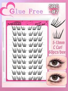 C Curl Self Adhesive Eyelashes Natural Wispy Pre Glued Lash Clusters No Glue Needed Press On Lashes Easy To Apply - 黑色 - 查看 8