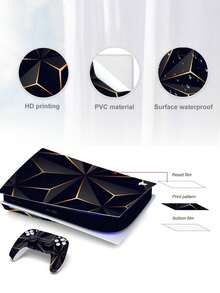 6pcs Black & Gold Pattern P5 Game Console Stickers, Dust-Proof And Wear-Resistant