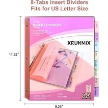8 - Tab Binder Dividers With 2 Pockets, Index Pockets 3 Ring Binders, 8 Pastel Colors, US Letter Size 2 Packs - 16 Counts - 2 - View 3