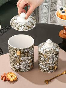 1 件陶瓷罐适用于家庭、餐厅、厨房储藏，适用于谷物、干果、糖果、饼干、面包、户外、婚礼、派对、礼物、生日、圣诞节