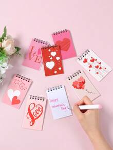 8 cuốn sổ tay mini xoắn ốc chủ đề Ngày Valentine, sổ ghi chú xé rời họa tiết trái tim đỏ, sổ ghi nhớ, quà tặng tiệc Valentine, quà nhỏ cho tiệc cưới, giải thưởng trò chơi tiệc tùng, văn phòng phẩm, nhật ký, sổ tay, sổ tay xoắn ốc cỡ nhỏ, sổ tay mini bỏ túi tiện dụng, thích hợp sử dụng hàng ngày, quà tặng học sinh, phần thưởng tựu trường, đồ trang trí Ngày Valentine, quà tặng tiệc kỷ niệm ngày cưới, quà tặng Ngày Valentine - ngày lễ tình nhân - Xem 8