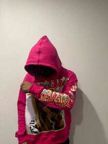 European And American Sweatshirt Printed Pattern Long-Sleeved Pullover Hoodie Retro Jacket Street  Y2k - Hot Pink - View 2
