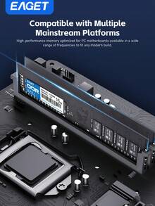 台式机 DDR4 内存 16GB/8GB，高性能 3000MHz/2666MHz 可选，台式机内存 UDIMM 288 针，兼容 Intel 和 AMD Ryzen 内存升级（不支持 XMP） - 黑色 - 查看 4