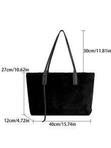 大容量女士时尚多功能单肩包，新款帆布手提包，时尚设计，适合上学、通勤和购物（不含吊坠） - 黑色 - 查看 6