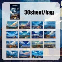 30pcs/Pack "The Cornered Story" Series Vintage Cartoon Landscape Stickers, Scrapbooking Supplies, Notebook Accessories, Frame Decor, Laptop/Phone Case, Mug, Old Magazine, Pencil Case, Desktop Decor Stickers, Back To School Stationery - Multicolor - View 16