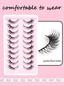 10对装，黑色睫毛梗，狐狸尾型加长假睫毛，自然纤细仿貂毛假睫毛，蓬松柔软，自然妆容，条状假睫毛，长度3-15毫米。 - 狐狸眼睫毛 - 查看 3