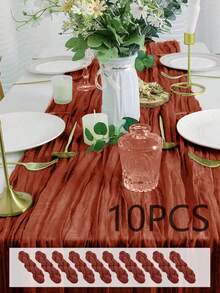 10条鼠尾草绿纱布桌旗，适合森林主题婴儿派对、新娘婚礼装饰、乡村风纱布桌旗，可用作派对、初领圣体、订婚和其他场合的中心装饰。 - 彩色 - 查看 49