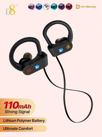  D8 Sport Trådlösa Hörlurar | BT5.3 Bluetooth Hörlurar Med 10H Speltid, HD Djup Bas Stereoljud | IPX7 Vattentäta Svettåliga Hörlurar För Gym, Löpning Och Träning | Passform Sporthörlurar För Träning, Bäst För Jogging Och Fitness | Kompatibel Med iPhone Och Android