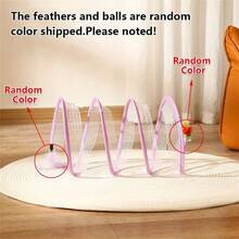 S-Shaped Cat Tunnel Toy, Metal Wire & Gauze Patchwork Design, Foldable With Sound Effect, Cat Teaser Toy, Self-Entertainment & Energy Release Training Toy - Yellow - View 17