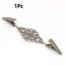 1Pc/2/4/6Pcs Fashion Sweater Clip Geometric Hollow Cardigan Clip Fashion Clothing Decoration Brooch Vintage Alloy Sweater Clip Silk Scarf Cardigan Button Shirt Collar Pin Anti-Slip Buckle Pin Keep Your Cardigan Collar With Fashion Accessories - Multicolor - View 27
