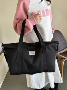 Bolsa de lona de gran capacidad con decoración de letras para viajes cortos, bolsa de gimnasio, bolsa de yoga, bolsa de regreso a la escuela para estudiantes, bolsa de deporte unisex para deportes, acondicionamiento físico, ejercicio, viajes, vacaciones para mujeres y hombres, artículo de viaje esencial