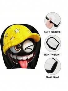 1/2 piezas Sombrero tejido con estrella amarilla, Divertida y graciosa funda para reposacabezas de coche con estampado de cara sonriente, Decoración interior de coche para hombres y mujeres, Fácil de instalar y limpiar, Universal y adecuada, Adecuada para viajes de larga distancia, Decoración para automóvil de autoconducción, Decoración de coche divertida perfecta, Decoración navideña - Multicolor - Ver 5