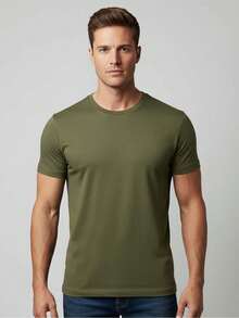 Kit Of 2 Men's T-Shirts 100% Cotton Tshirt Max T Clothing Summer Fashion Basic Everyday Wear - 綠色 - 查看 3