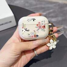 适用于 2/1/3、4、Pro 3 和 Pro 2 的无线蓝牙耳机保护套，TPU 材质，花朵图案，带钥匙扣，设计精美 - 彩色 - 查看 27