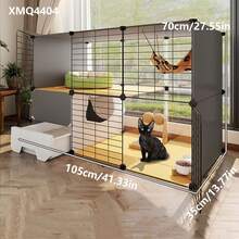 Indoor Cat Cage With Litter Box, Large Cat Villa With Free Space, Cat House - Multicolor - View 2