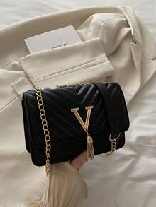 Korean Style Embossed Rhombus Letter Casual Handbag For Women, 2024 New Fashion Influencer Minimalist Shoulder Crossbody Square Bag - Black - View 11