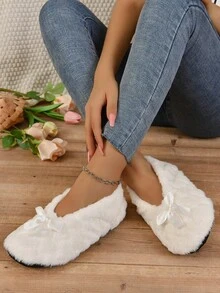 RALSWNAY Fall/Winter Women's Soft Bottom Loafers,Fluffy Slippers - White - View 7