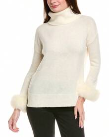 Hannah Rose Turtleneck Wool & Cashmere-Blend Sweater - White - View 2