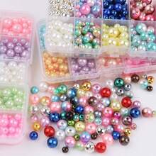 Set de cuentas - Clasificación de 10 colores 4-6-8-10mm Perlas de ABS perforadas previamente para hacer joyas DIY, pulseras, collares y artículos de manualidades (El estilo de la caja para almacenar las cuentas es aleatorio. Debido a las diferencias en la artesanía y los píxeles de visualización de los teléfonos móviles, las ligeras diferencias de color en las cuentas son un fenómeno normal.)