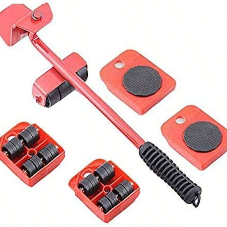 Herramienta Multifuncional para Mover Muebles Pesados – Incluye Elevador y 4 Ruedas Giratorias – Para Sofás, Armarios y Electrodomésticos – Capacidad 150 kg – Rojo - Rojo - Ver 1