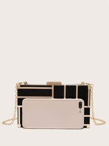 Modische elegante Party Mini Gold Satin Metallnetz Tasche - Schwarz - Übersicht 8