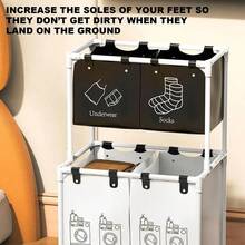 3-Tier Rolling Laundry Hamper, Foldable Clothes Sorting Basket Organizer With Wheels For Bedroom, Bathroom, Laundry Room Storage - Black/White/Beige - Black Small - View 3