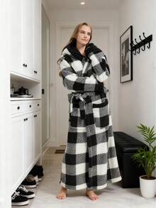 3/1 Áo choàng thường ngày bằng len jacquard màu trơn dành cho nữ, áo choàng tắm dài tay rộng rãi, lót nhiệt ấm áp mùa thu/đông, có mũ trùm đầu, chất liệu vải nỉ thoải mái, không thể thiếu trong dịp Giáng sinh, áo ngủ, giữ ấm và chống lạnh, rất thích hợp để trang trí nhà cửa, giữ ấm vào mùa đông, quà tặng Giáng sinh, quà tặng sinh nhật, trang trí nội thất - Nhiều màu - Xem 8