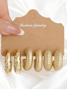 6pcs/18pcs Set Fashionable Geometric CCB Earrings For Women, Suitable For Daily Wear, Business, Casual, Great Gift For Friends, Holidays, Birthdays