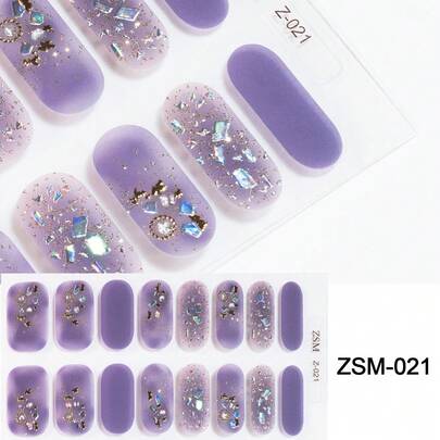16pcs Semi-Cured Gel Nail Stickers, Jelly Beige Color, Salon Quality, Long-Lasting, Requires UV Lamp Curing Nails Nail Supplies