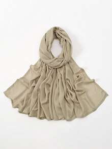 1条女士纯色粘胶纤维头巾，柔软宽边头巾，多功能防晒头巾，适合日常穿着。