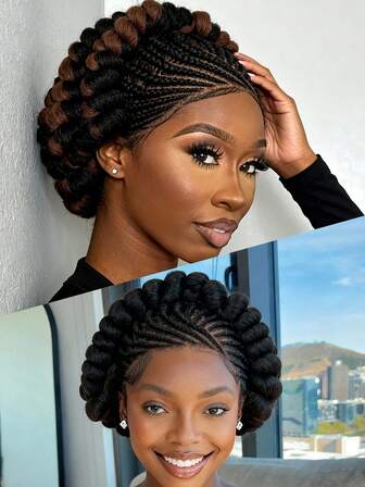 Nueva inspiración de peinado trenzado de moda - Estilo de trenzas de canaleta con encaje completo de alta definición, trenzas de canaleta + exquisitas trenzas enrolladas, combinando el encanto y la elegancia de la diosa vintage, adecuado para uso diario