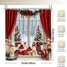 1/3/4pcs Christmas Winter Shower Curtain Set With Gift Balls, Snowflake, And Bow, Red And Green Polyester Fabric, Washable, U-Shaped Toilet Lid Cover, Non-Slip Bath Mat, Festive Holiday Bathroom Decor With 12 Hooks - Multicolor - View 15